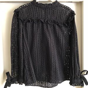 Madewell Eyelet Mockneck Ruffle Top Back Medium
